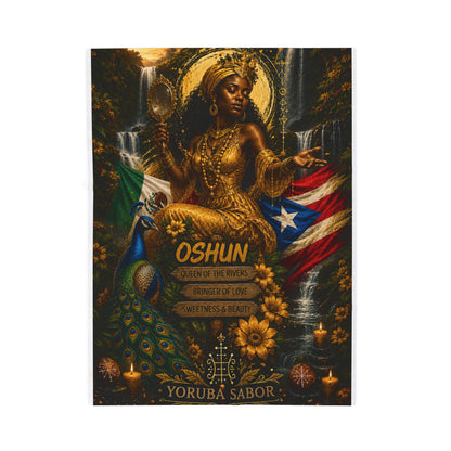 Oshun Velveteen Plush Blanket — Goddess of Rivers Afro-Caribbean Shrine Throw