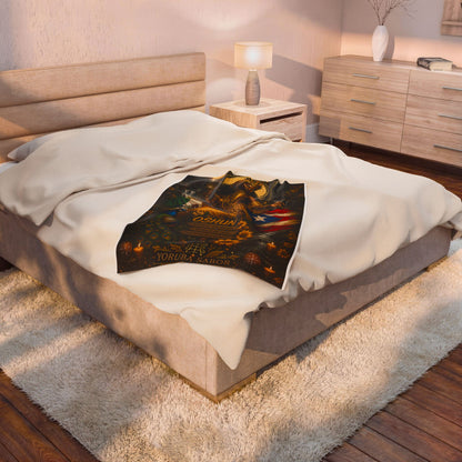 Oshun Velveteen Plush Blanket — Goddess of Rivers Afro-Caribbean Shrine Throw