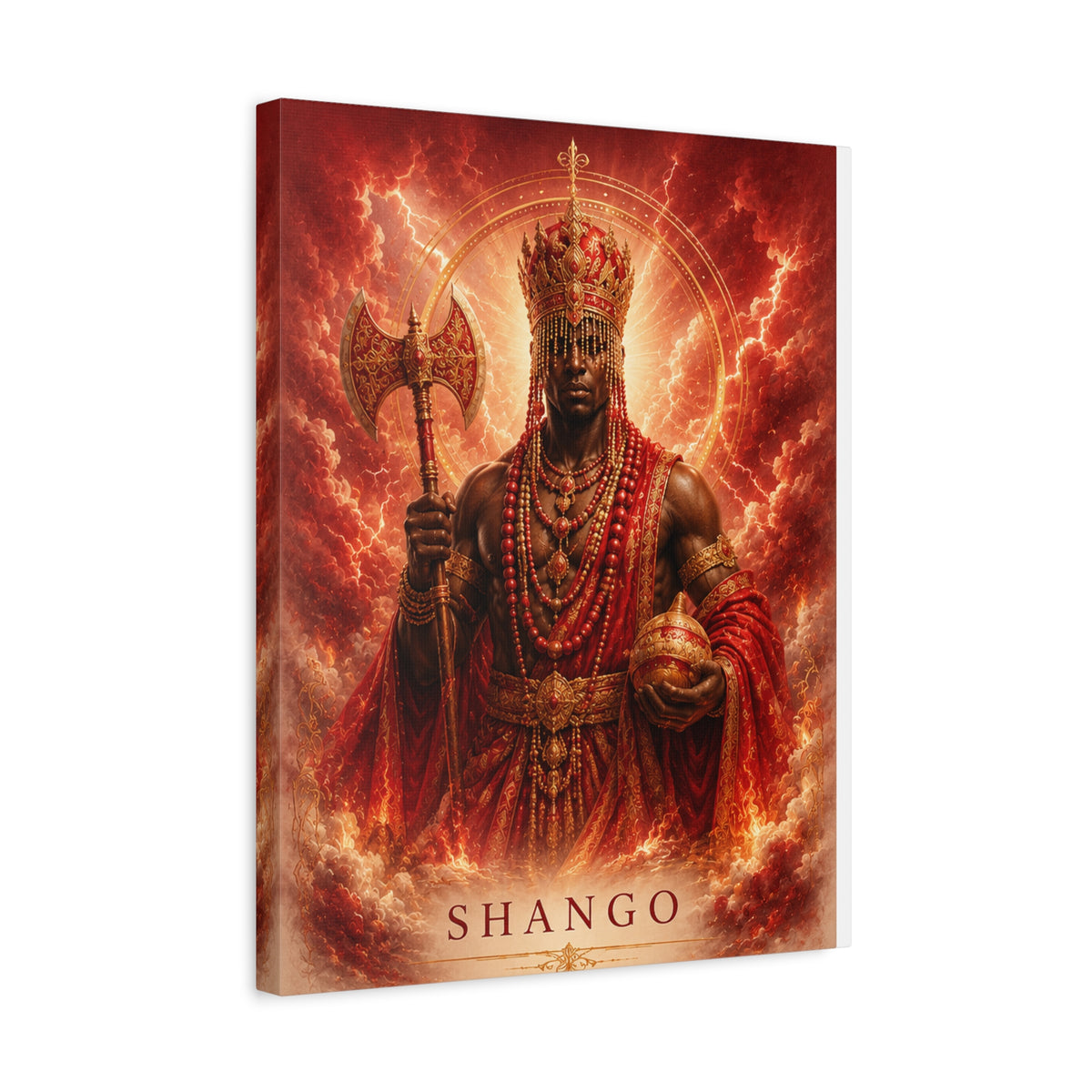 Warrior King Canvas Print – African Deity Yoruba Art Wall Decor | African-Inspired Cultural Gift