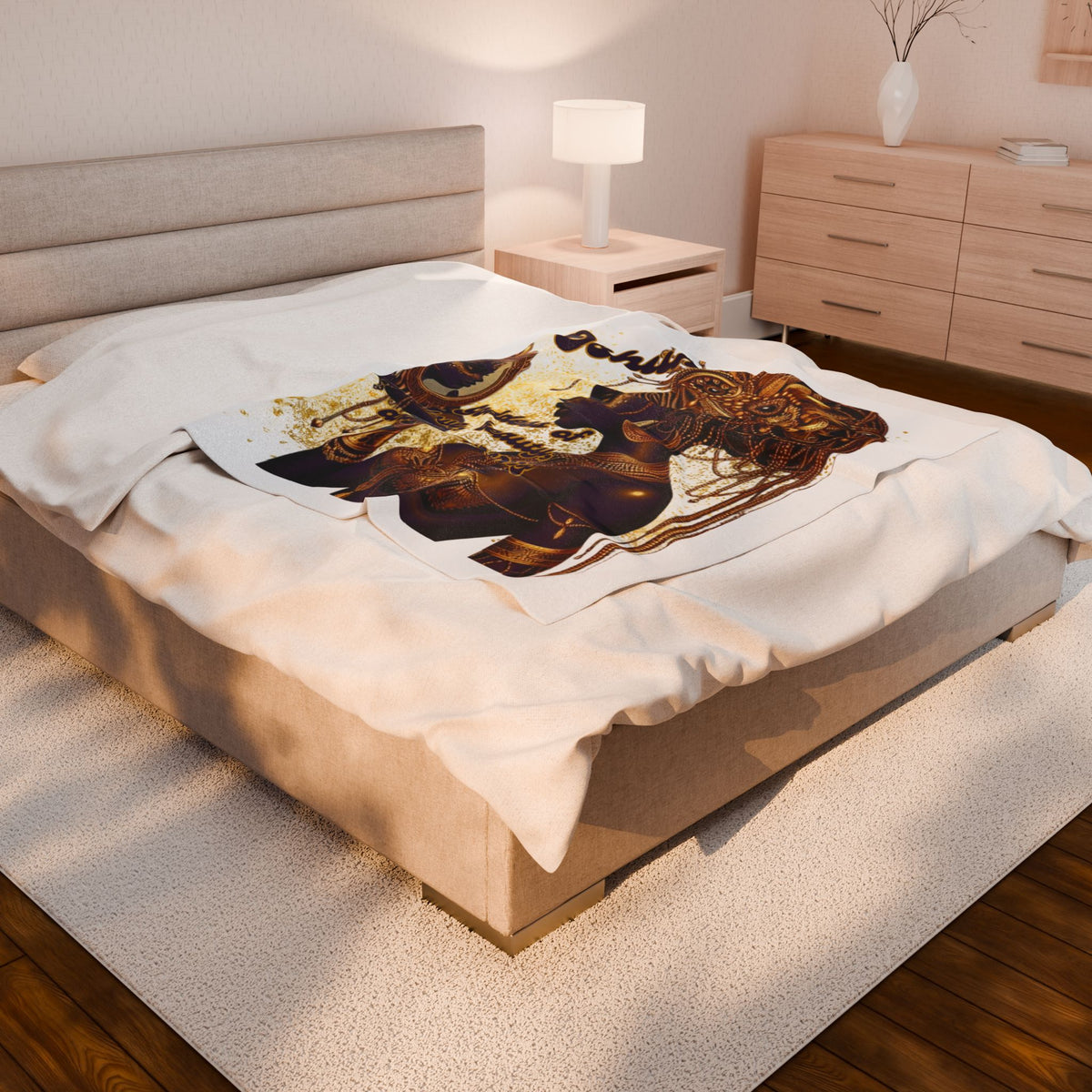 Oshun Goddess Velveteen Plush Blanket - Cozy Home Decor for Love & Beauty Lovers